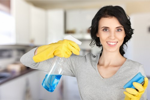 Cleaning team preparing a rental property in Bow for final inspection